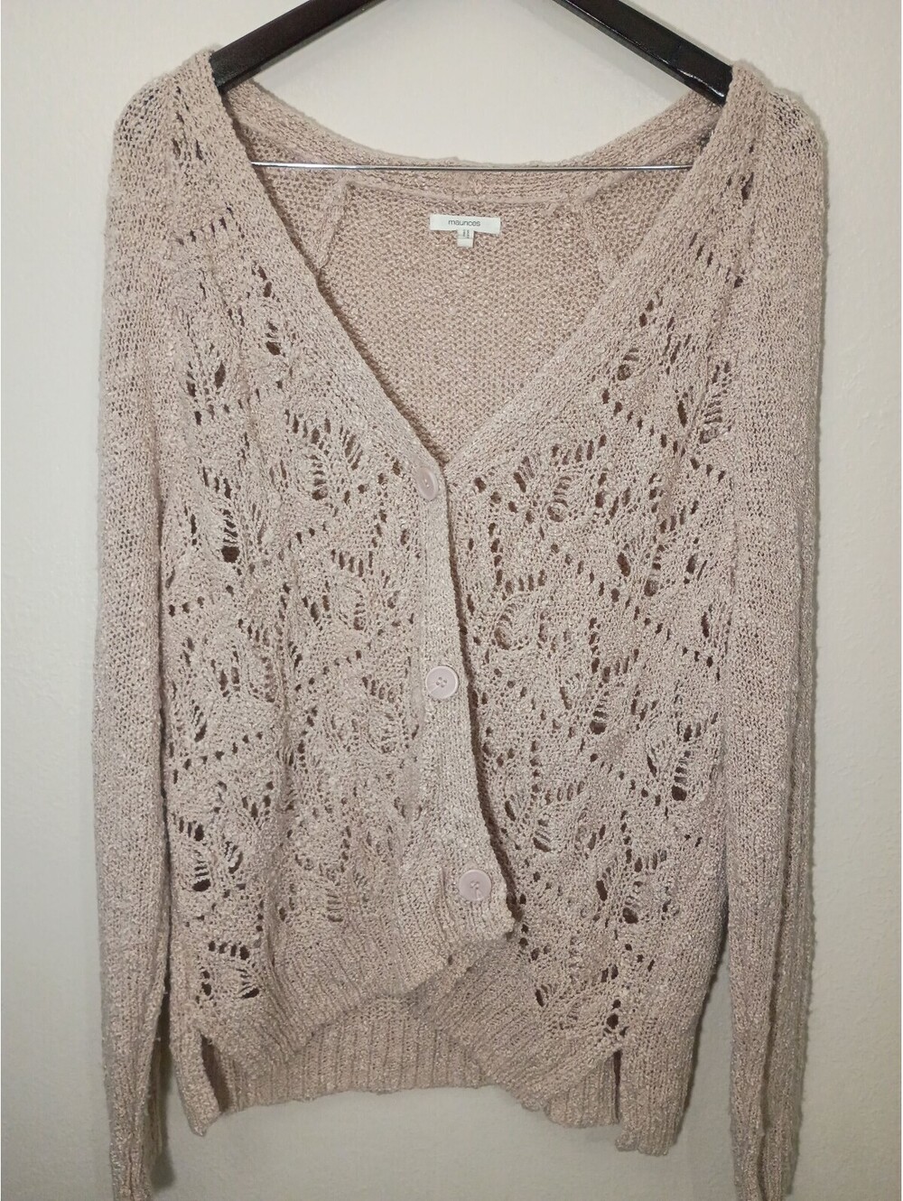 Maurices XL Beige Acrylic Knit Cardigan Sweater